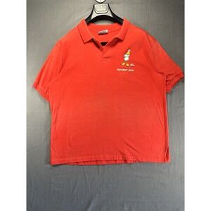 Vintage John Baron Polo Shirt Everybody Duck Men's XL Red Hanes Made In USA‎